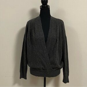 ASTR The Label Sweater Women’s Size Large Charcoal Wool blend Pleated Wrap Top